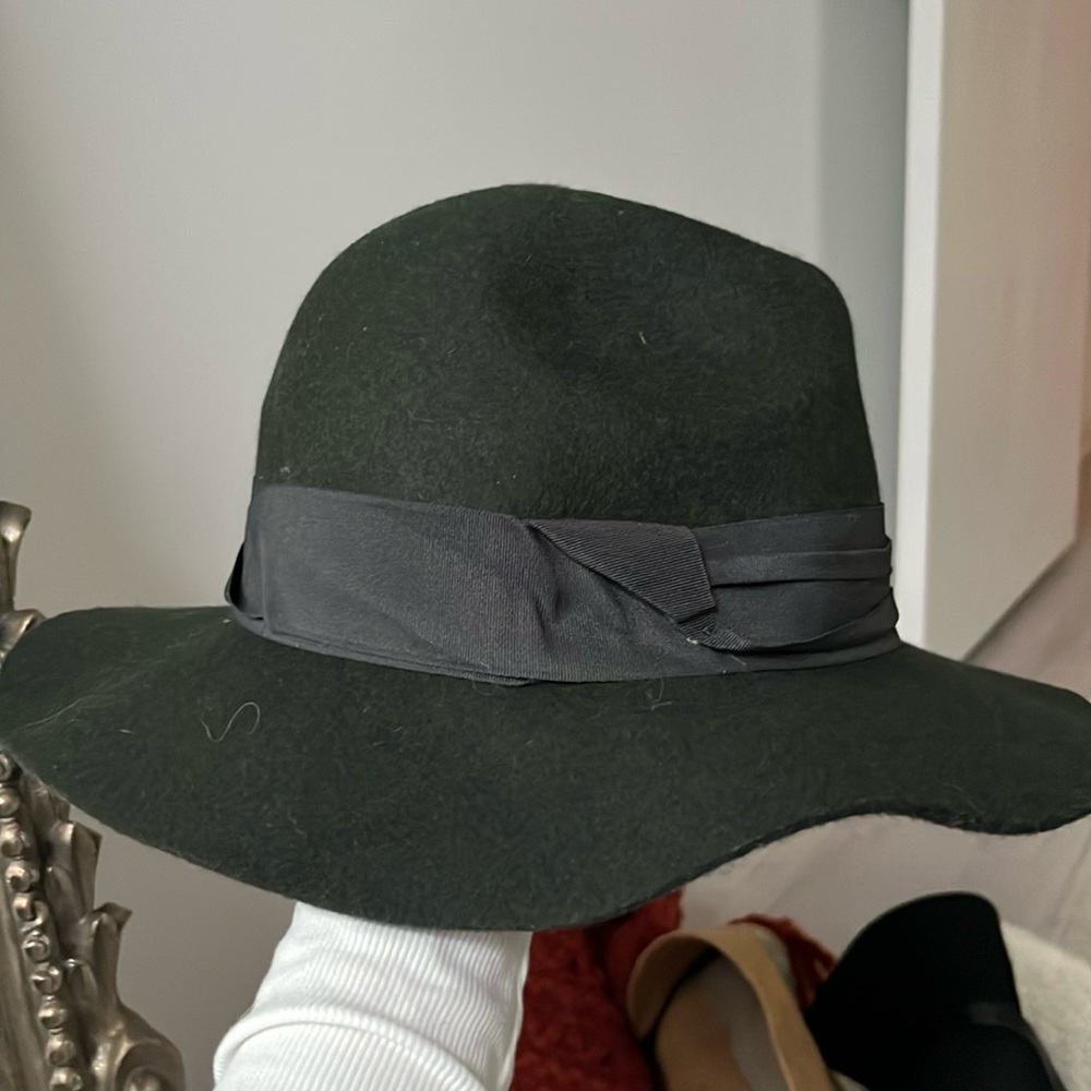 Green Wool Wide Brim Hat
